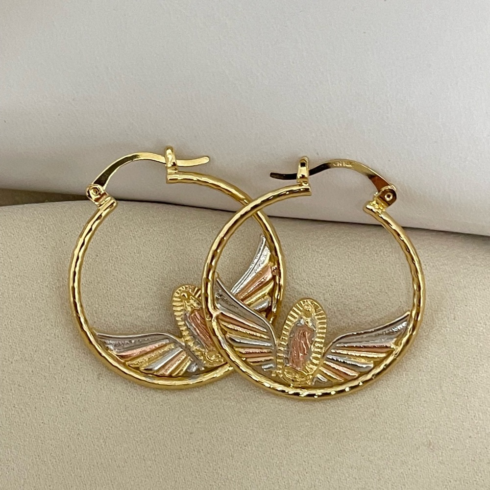 18k Gold Filled Virgin Mary/Virgin Guadalupe Hoop